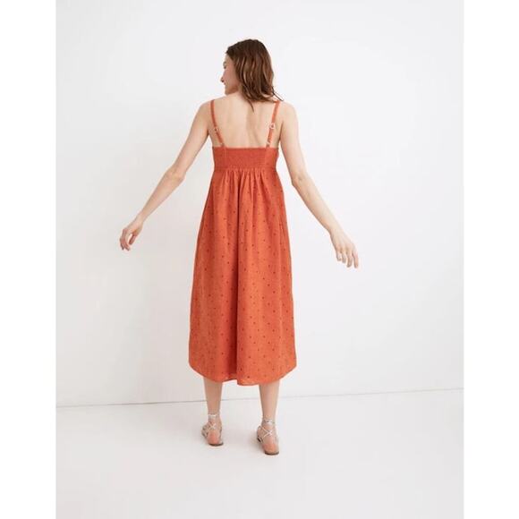 Madewell Eyelet Summertime Cami Midi Dress Orange Size M - Picture 3 of 8